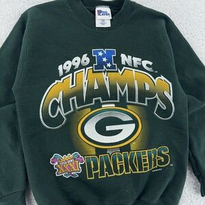 Vintage Green‎ Bay Packers Sweater Crewneck XXS NFL Football Pro Player 9